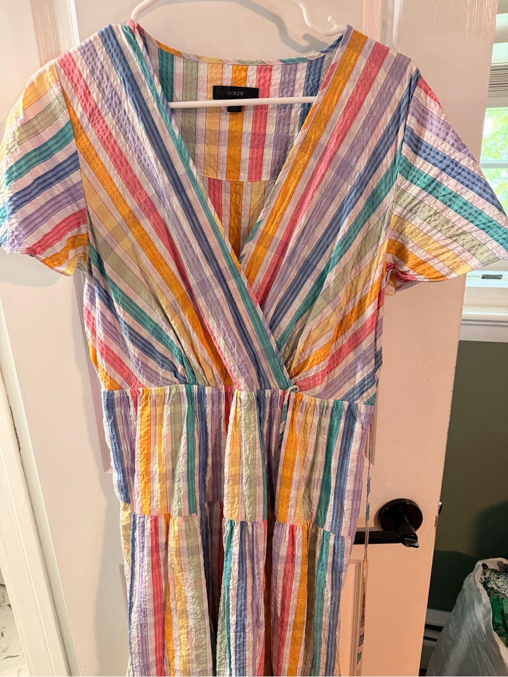 J. Crew Bright Multi-Stripe Button-Front Top